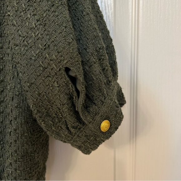 L'Agence Women's Green Cove Short Sleeve Tweed Crop Jacket in Beetle - Picture 12 of 14